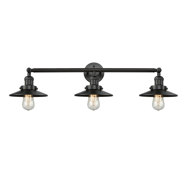 Éclairage pour meuble-lavabo 3 lumières Shauna Railroad, Noir mat, Noir mat