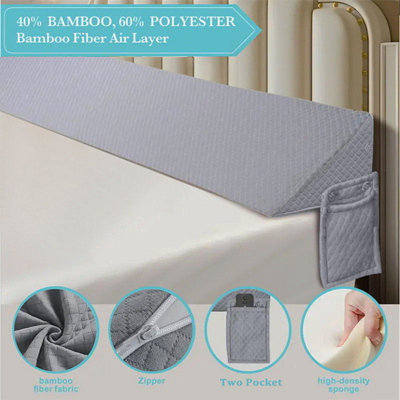 Gray Air Layer Wedge Pillow 193*24.5Cm 250G Air Layer Fabric Two Pockets, 75.98" L x 9.86" W, Gray
