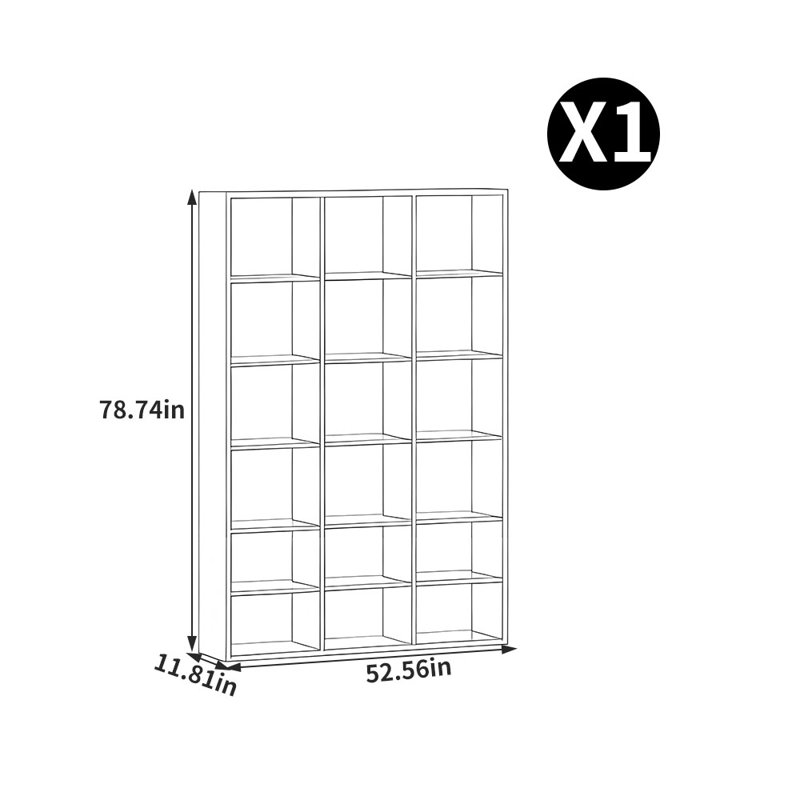 Allistir, Brun, (6 tablettes) H 78,74 po x l 52,56 po x P 11,81 po