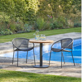 Duplantis 2 - Person Teak Metal Patio Dining Set with Round Table , Cushions Included