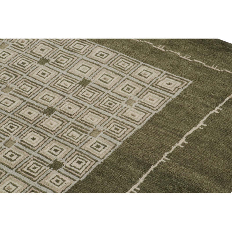 Art Deco Hand Knotted Wool Geometric Area Rug, Rectangle 8' x 10'