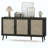 Sideboard Buffet Cabinet With 3 Rattan Doors,Modern Kitchen Storage Console Cabinet For Entryway Living Room-1585416707