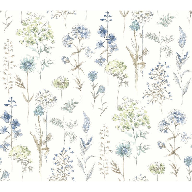 Papier peint Bergamot Wildflower, Bleu