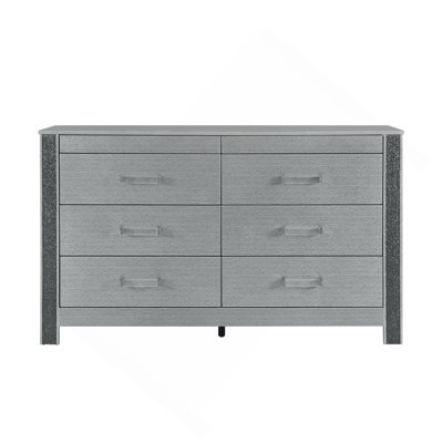 Commode avec grain de bois gris et côtés décoratifs scintillants