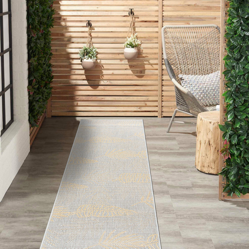 Tapis intérieur / extérieur en polypropylène tissé à la machine 2 pi x 7 pi Floral