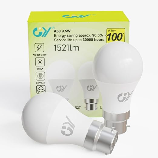 GY Bayonet Light Bulbs Neutral White 4000K B22 LED Bulbs,9.5W 1521 Lumen Ultra Bright Energy Saving 100W Equivalent,Non-dimmable,2-Pack