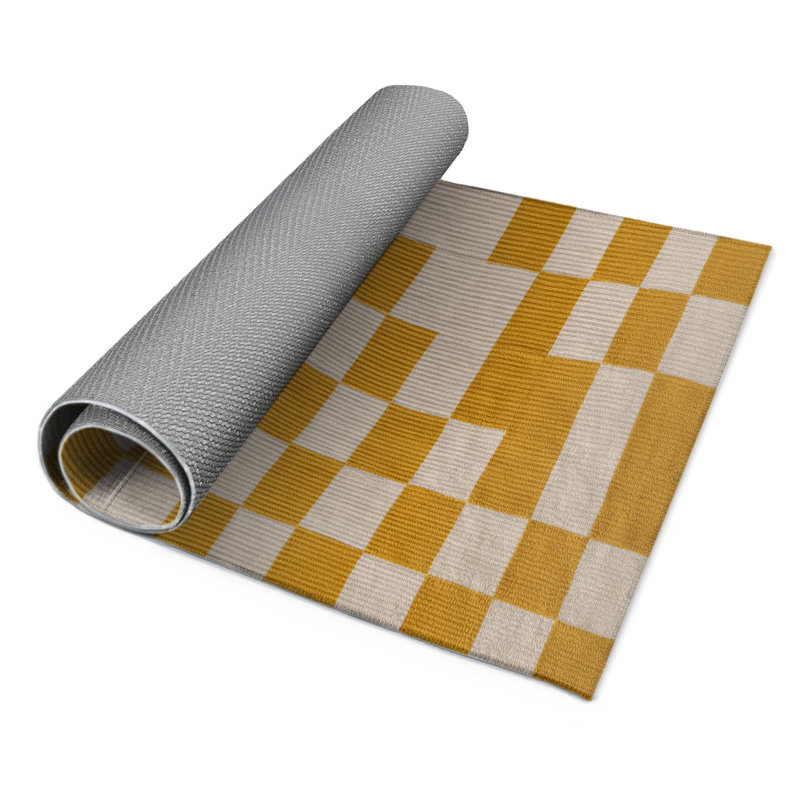 Tapis d'intérieur et d'extérieur à carreaux beige, Rectangulaire 2 pi x 3 pi