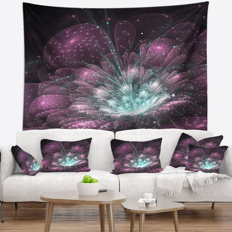 Tapisserie fleur fractale, H 50 po x l 60 po