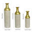 Ensemble de 3 vases de plancher en métal blanc et doré à motif de feuilles de 24, 28 et 32 pouces