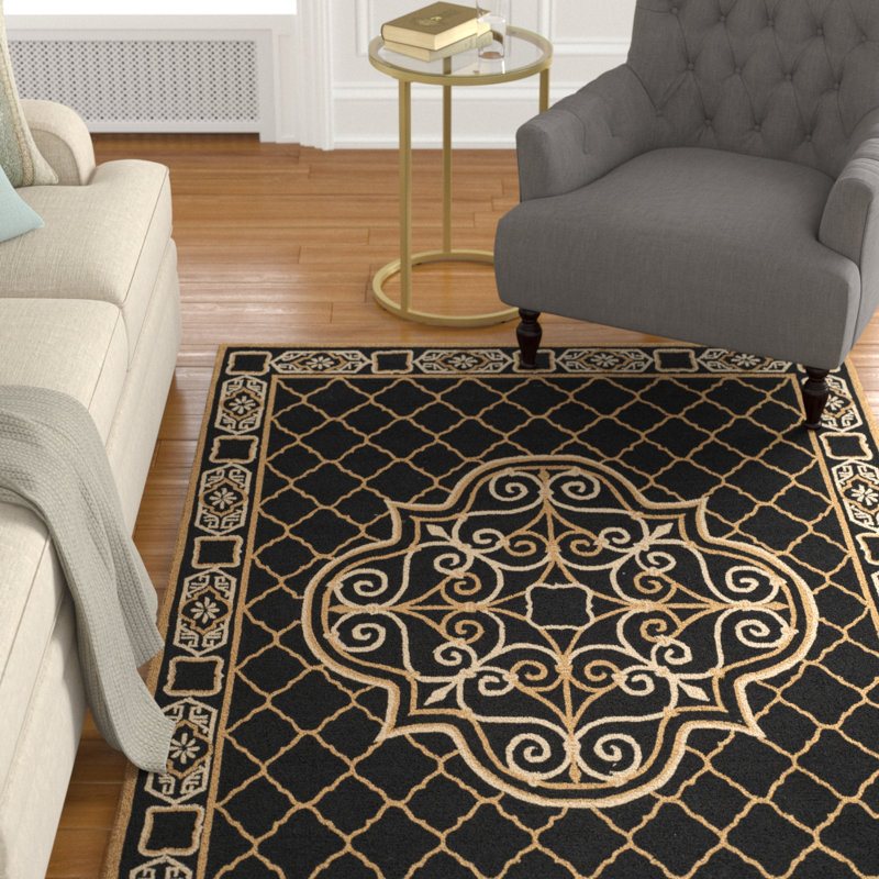 Gresham Palace Hand Hooked Performance Geometric Rug, Rectangle 4' x 6'