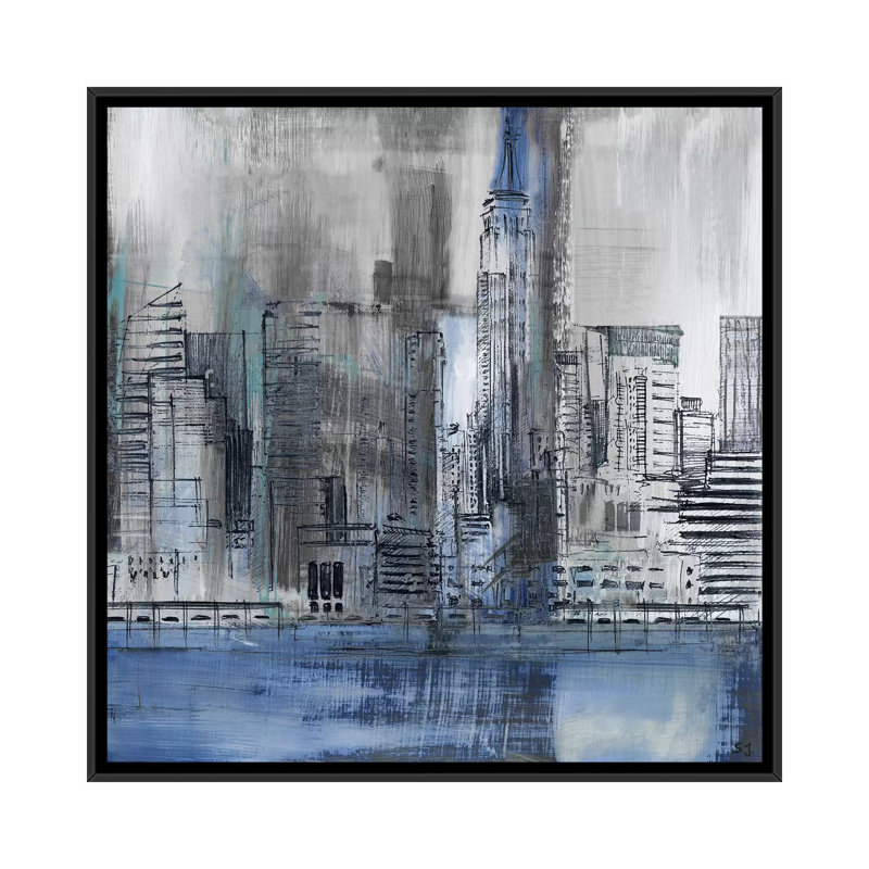 «Empire State», impression sur toile, H 18 po x l 18 po x P 1,5 po, Toile avec cadre noir, Pas de tapis
