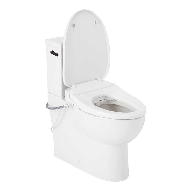 Lavrik Two-Piece Skirted Elongated Toilet with Reversible Tank - Bidet seat - Matte Black Handle, Matte Black