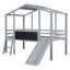 Fantastique lit mezzanine avec échelle et toboggan, lit de style maison avec tableau noir et bande lumineuse pour un jeu et une créativité sans fin-140087016