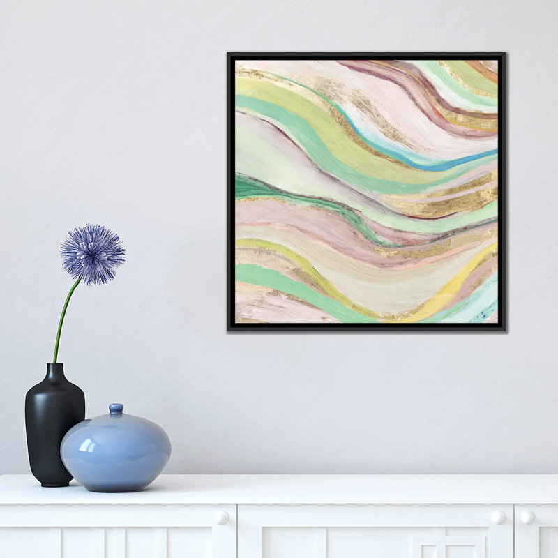 « pastels vagues i », impression sur toile, H 18 po x l 18 po x P 1,5 po, Toile avec cadre noir