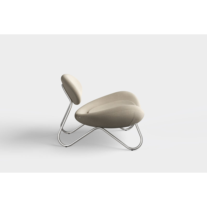 Meadow Lounge Chair, Black Painted Steel Frame, Brushed Stainless Steel, Natural Polyester Blend