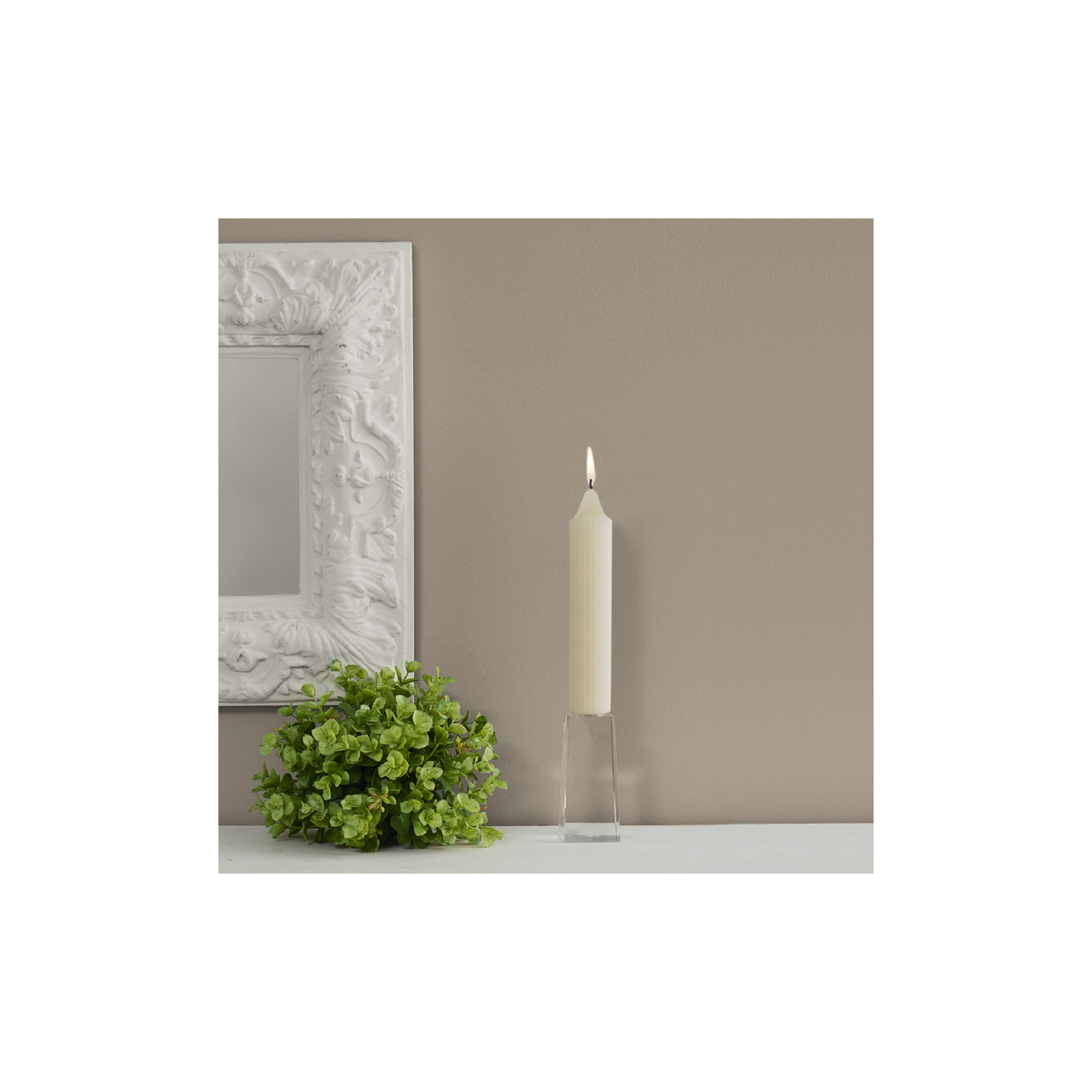 Grecian Collenette Unscented Taper Candle, Ivory, 7" H x 1.25" W x 1.25" D