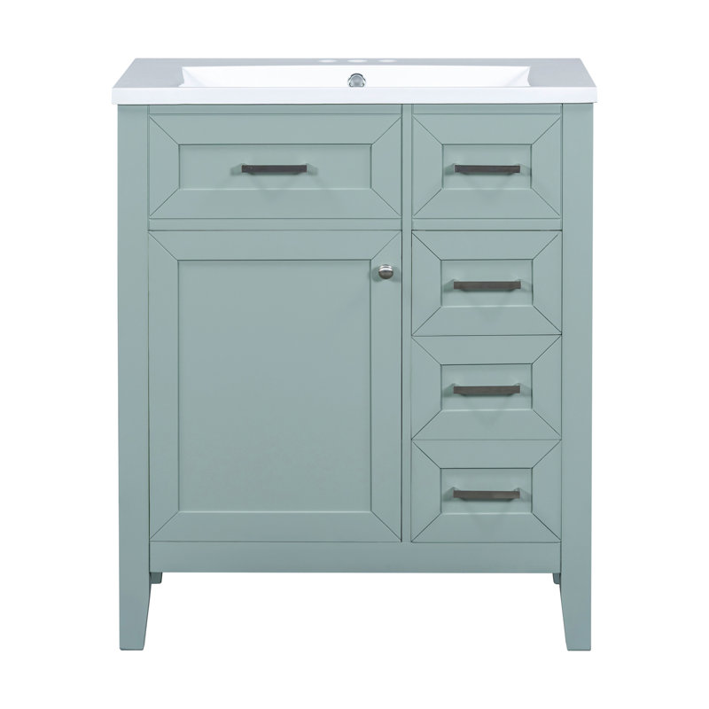 Meuble-lavabo simple 30 po avec plateau en céramique Keyashia, Vert