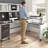 Paelynn 72” Office Desk with Hutch, Drawers, Computer Desk with Storage, Modern Wood, Storm Gray and White-1793099752