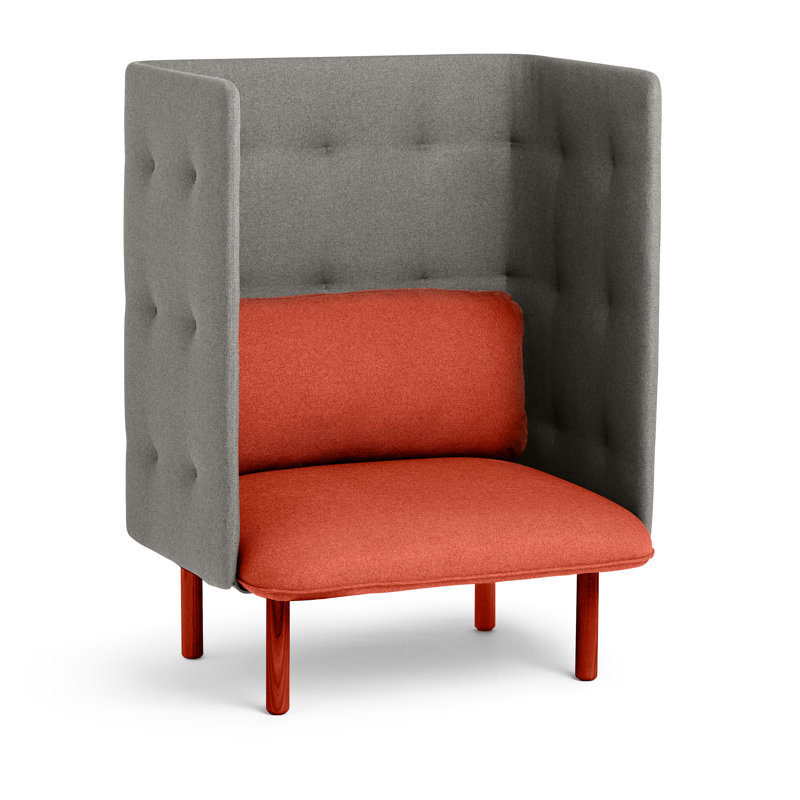 Méridienne QT, Brique / tissage uni gris / mousseline