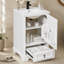 Meuble-lavabo de 20 po avec lavabo en céramique, porte à fermeture en douceur, tablette ajustable en forme de U, tiroir de compartiment et support de porte, style moderne, conception peu encombrante-134082443