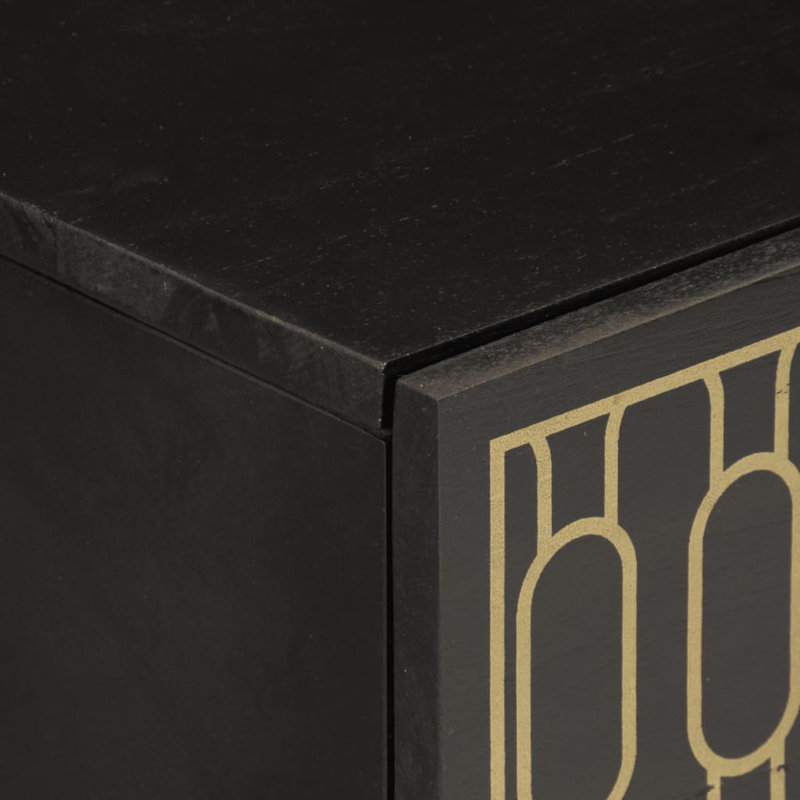 Abdurraheem 50cm W Solid + Manufactured Wood Bedside Table, Black