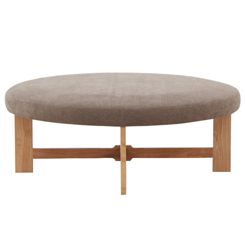 Vinny Round Ottoman, Dark Ivory Boucle