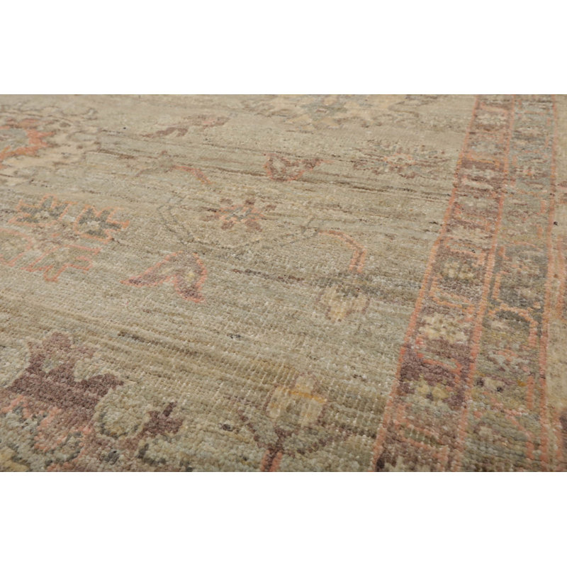 Tapis oriental brun / gris en laine noué à la main 6 pi x 9 pi Oriental