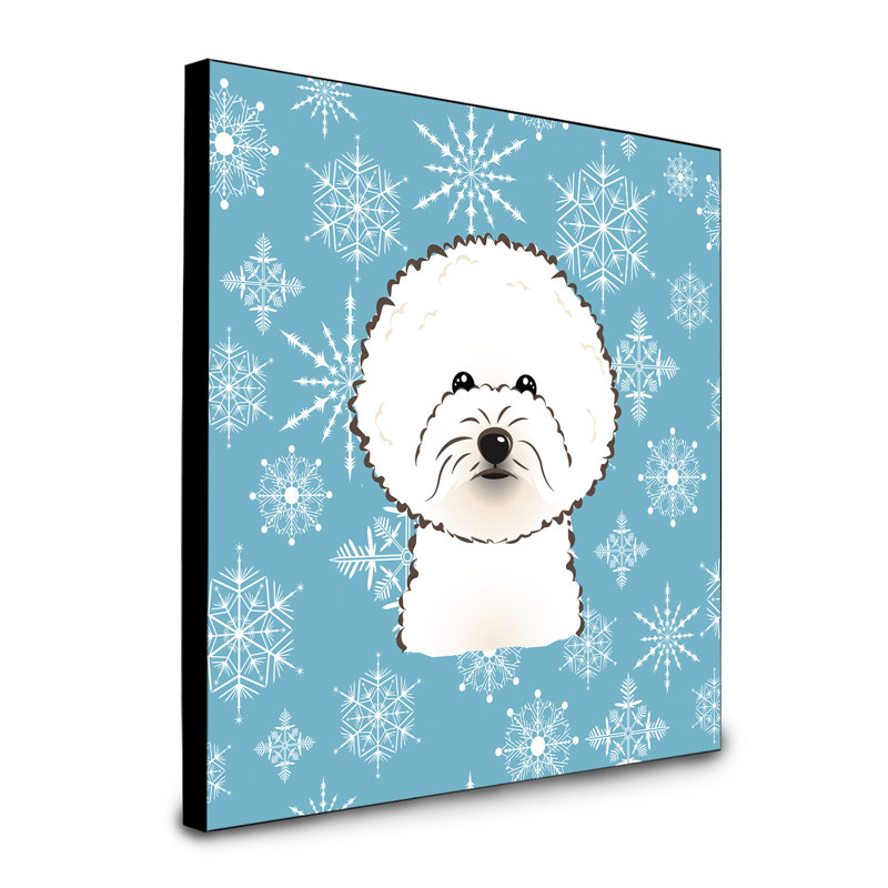 Panneau mural d’art flocon de neige Loula, Bichon frisé blanc