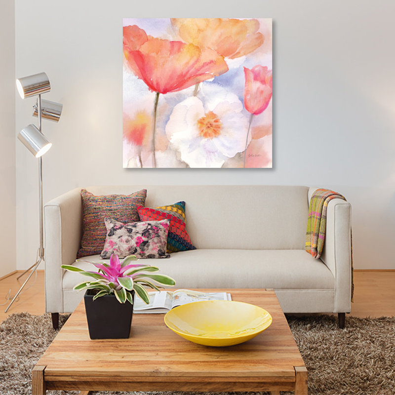 « aquarelle », peinture sur toile pastel, H 37 po x l 37 po x P 1,5 po, Toile tendue, Pas de tapis