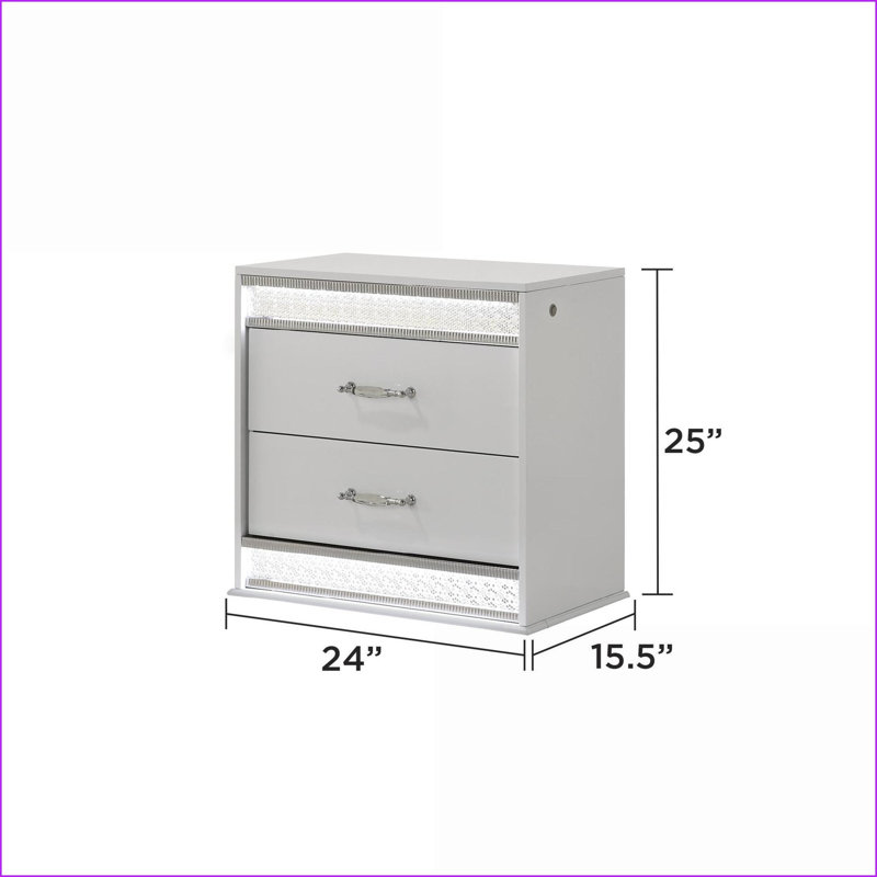 Table de chevet 2 tiroirs Glam