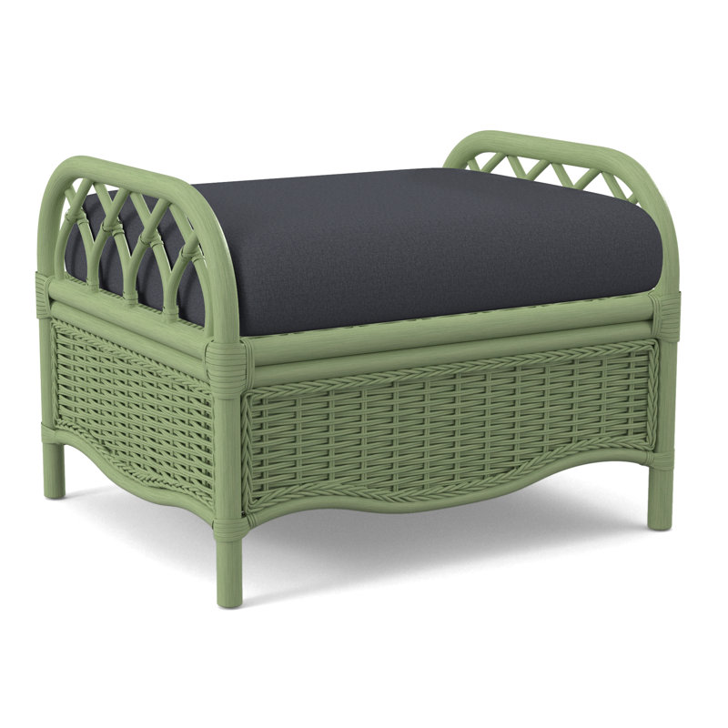 Everglade Ottoman, Celery, White Performance Fabric; 0851-94