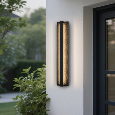 Jayeda 27.5"H Matte Black Rectangular Linear LED Outdoor Wall Lights