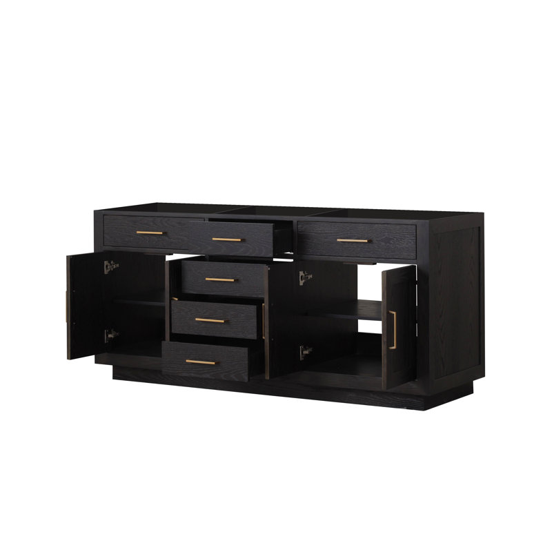 Abbey 72 in W x 22 in D Double Bath Vanity, Black Oak