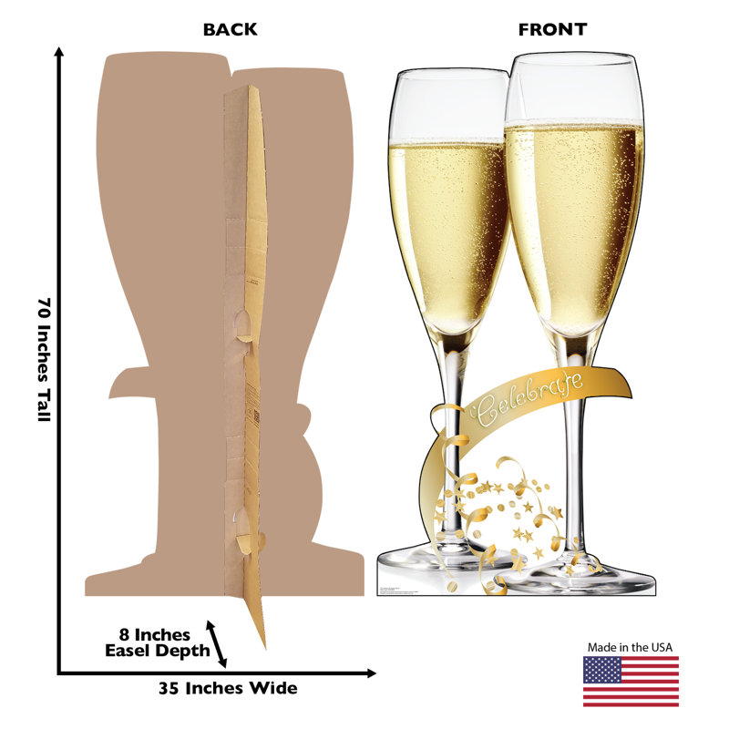 Celebrate Champagne Glasses 70'' Cardboard Standup Decor