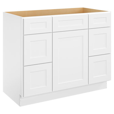 Meuble sous-évier de style Shaker en contreplaqué blanc, prêt à assembler, HOMEIBRO Cozy Design, 42 po L x 21 po P x 34,5 po H