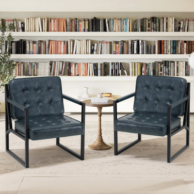 Multi-color Upholstered PU Leather Office Chair Set,Comfortable Living Room Armchair with Metal Legs Support, Suitable for Living Room, Bedroom, Reception Area and Office