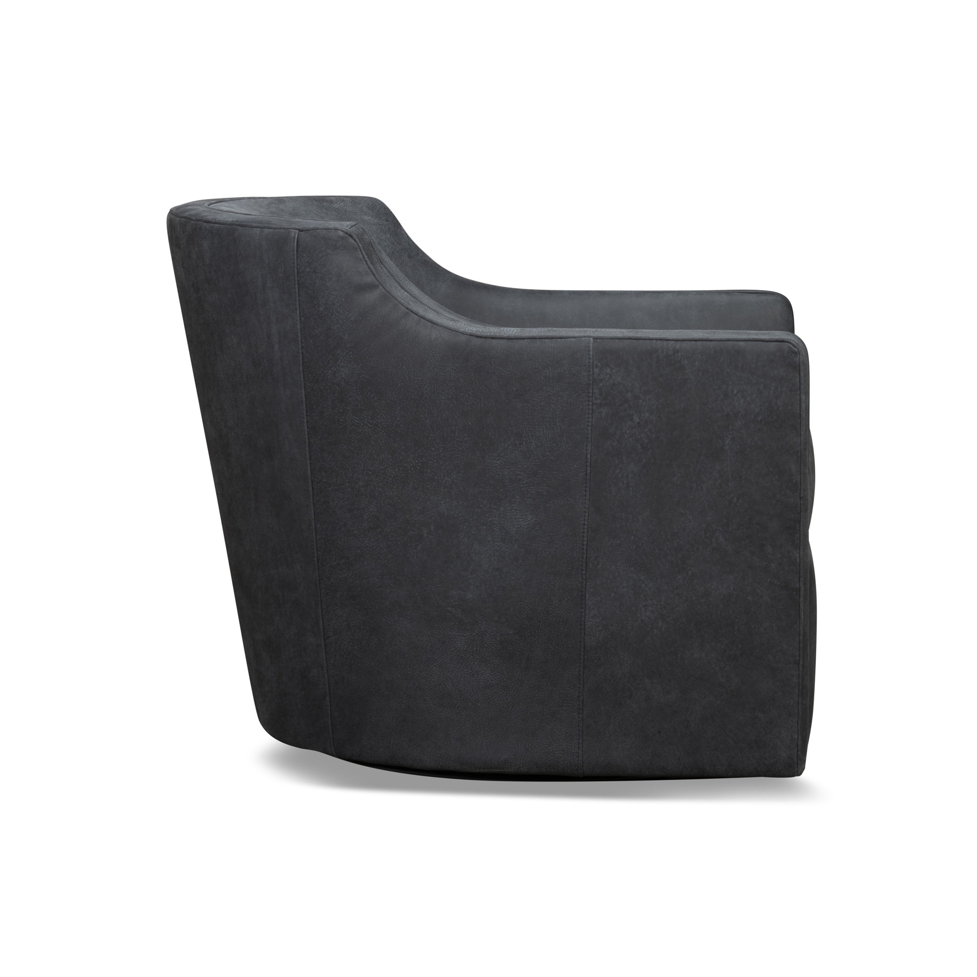 Marietta Upholstered Swivel Armchair, Cordoba Noir Top Grain Leather