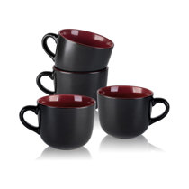 Large Coffee Mug Pottery Soup Mug Stoneware Coffee Mug, Red and