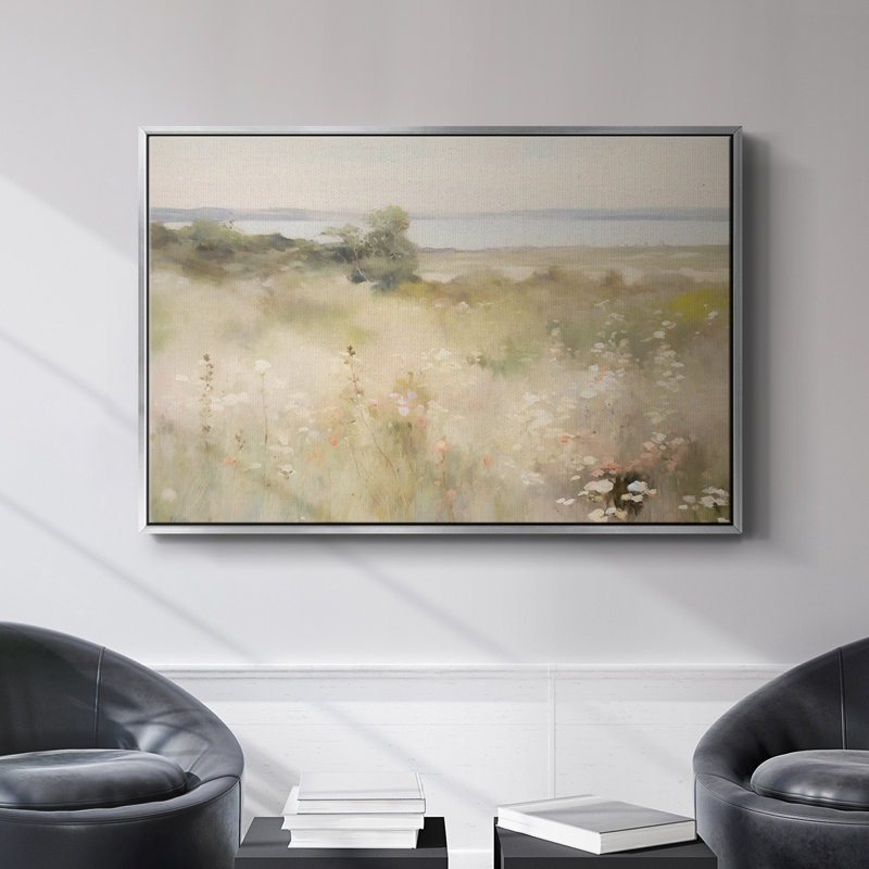 Paysage rétro - I, H 25 po x l 37 po x P 2 po, Toile naturelle avec cadre flottant