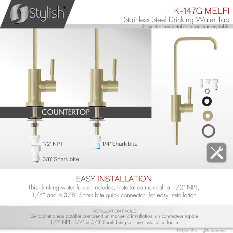 Signature Single Handle Pull Down Kitchen Faucet with Water Tap in Brushed Gold