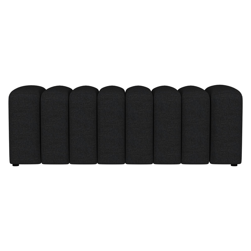 Banc sans dossier à la silhouette ondulée, couleur anthracite, pour une décoration de chambre sophistiquée, profondeur 54,73 cm, largeur 20,17 cm, hauteur 18,26 cm, poids 45,08 lb, avec revêtement texturé et petits pieds ronds.