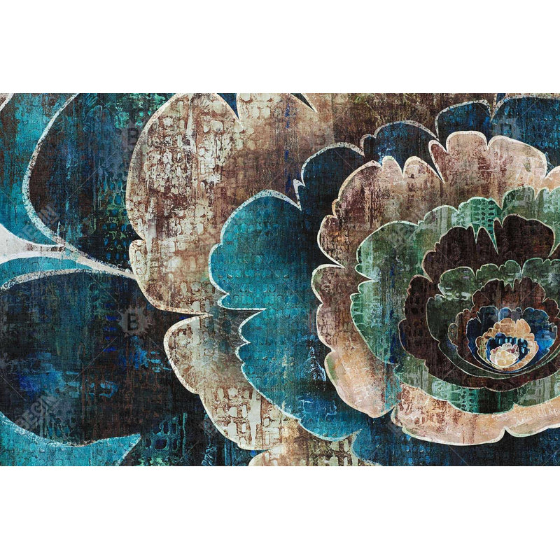 Blue Flower Montage - Kitchen Floral Metal Print | Home Decor, 30" H x 20" W