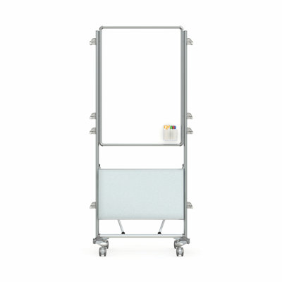 Ghent Nexus Easel+, Mobile 2-Sided Porcelain Magnetic Whiteboard with Tablet Storage