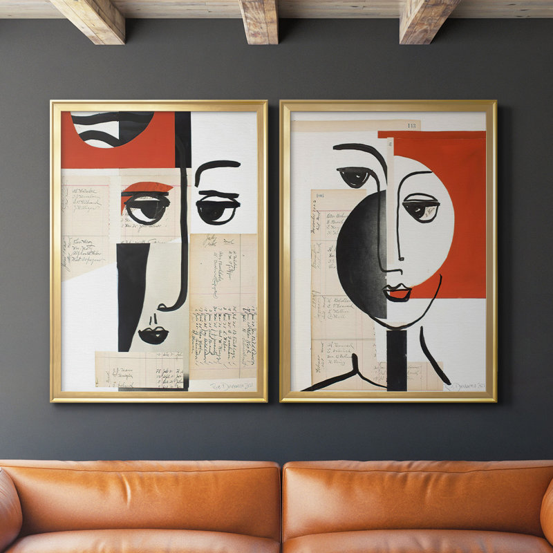 «Face of A Century III», toile encadrée de qualité supérieure - prête à être accrochée, H 36,5 po x l 53 po, Or