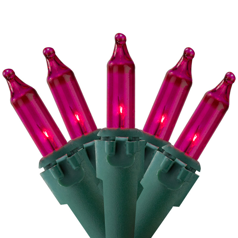 100-Count Mini Christmas Light Set 20.25ft Wire, Pink/Green