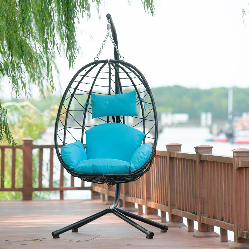 Chaise d'extérieur pour hamac avec support pour 1 personne Helmar, Bleu royal