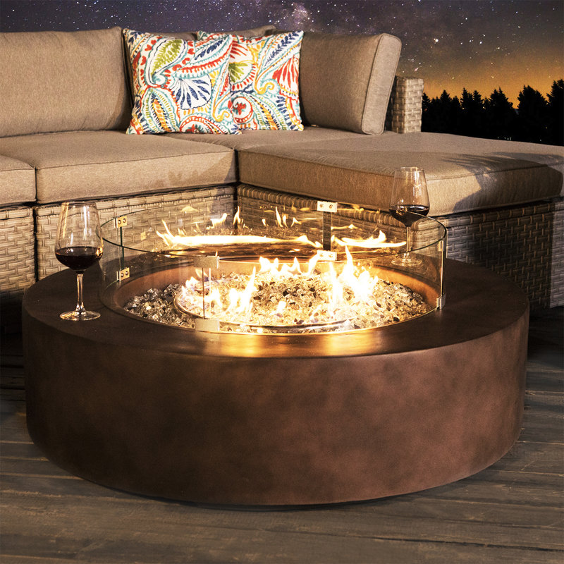 Langport Concrete Propane Fire Pit Table, Dark Bronze