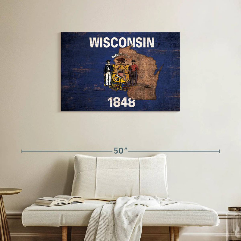 Carte de Borges sur le drapeau du Wisconsin, H 24 po x l 36 po