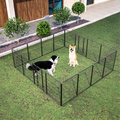40 po de hauteur, parc pour chien, 16 panneaux, portatif, pliable, panneaux de parc pour enclos de jardin et de camping-car pour différentes races, antirouille, facile à réduire