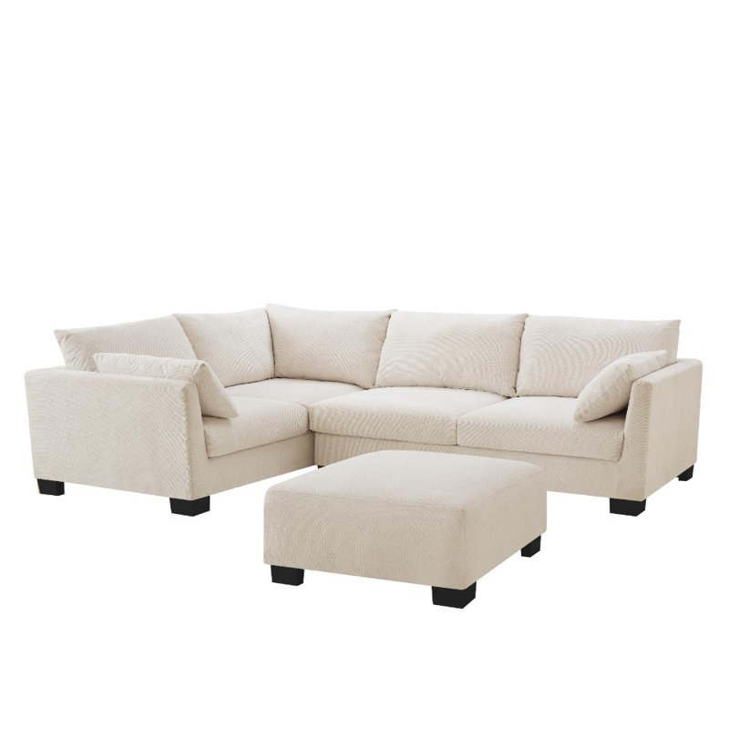 Cenko 5 Seater Sofa, Cream Linen Blend
